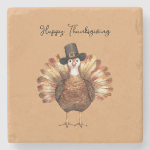 Happy Thanksgiving Turkey Stone Coaster