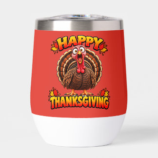 Happy Thanksgiving Turkey Thermal Wine Tumbler