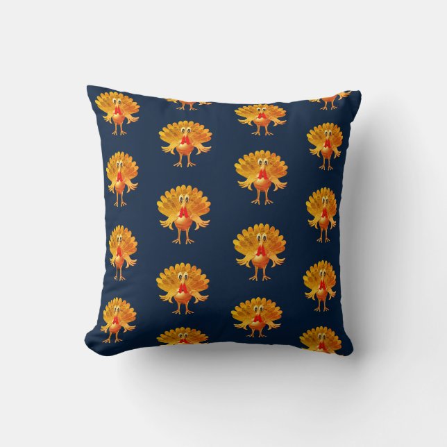 Happy Thanksgiving Turkey, Throw Pillow (Front)