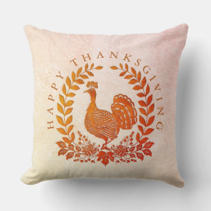 Happy Thanksgiving Turkey Throw Pillow