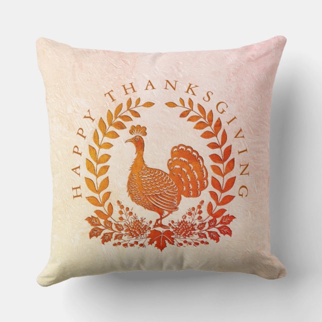 Happy Thanksgiving Turkey Throw Pillow (Back)