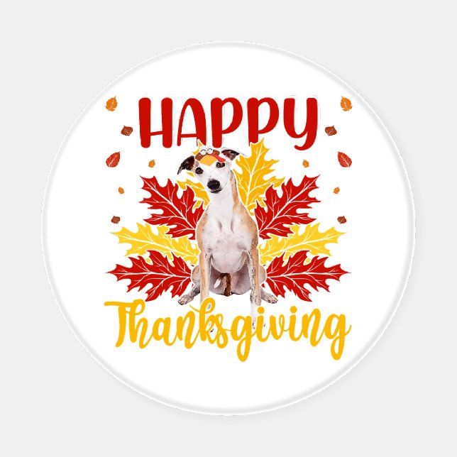 Happy Thanksgiving Turkey | Whippet lover Gift Coaster Set (Single)