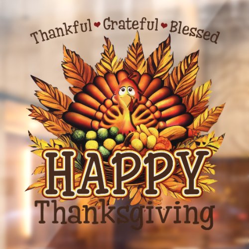 Happy Thanksgiving Turkey Window Cling