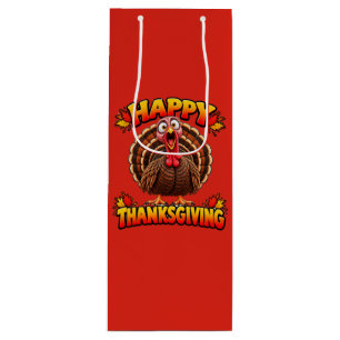 Happy Thanksgiving Turkey Wine Gift Bag