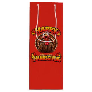 Happy Thanksgiving Turkey Wine Gift Bag