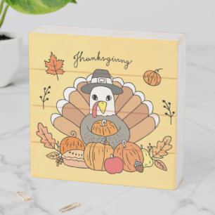 Happy Thanksgiving Turkey Wooden Box Sign
