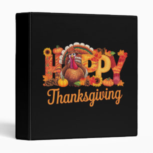 Happy Thanksgiving Turkeys Fall 3 Ring Binder