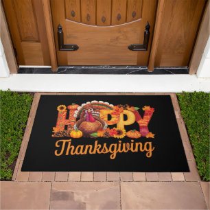 Happy Thanksgiving Turkeys Fall Doormat