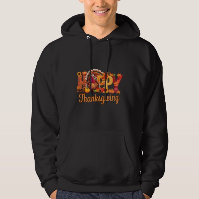 Happy Thanksgiving Turkeys Fall Hoodie (Front)