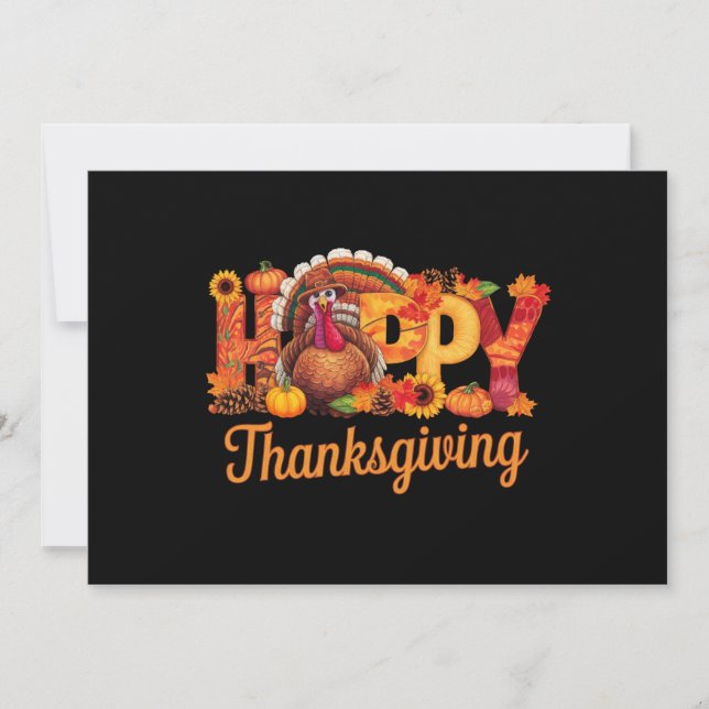 Happy Thanksgiving Turkeys Fall Invitation (Front)