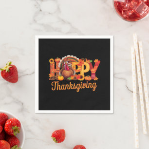 Happy Thanksgiving Turkeys Fall Napkins