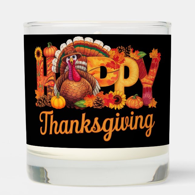 Happy Thanksgiving Turkeys Fall Scented Candle (Front)