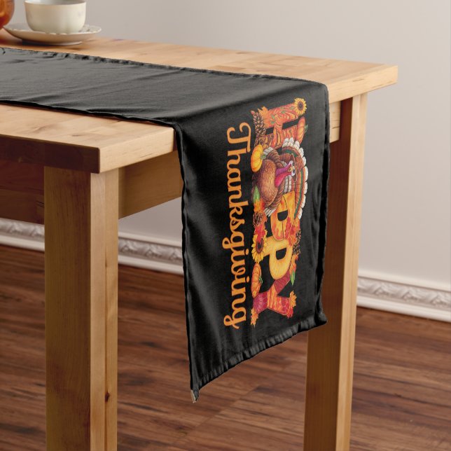 Happy Thanksgiving Turkeys Fall Short Table Runner (In Situ)