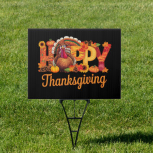 Happy Thanksgiving Turkeys Fall Sign
