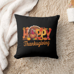Happy Thanksgiving Turkeys Fall Throw Pillow