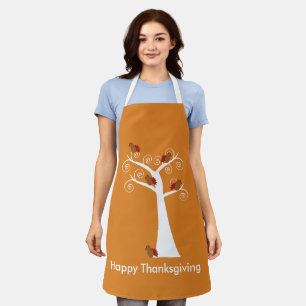 Happy Thanksgiving Turkeys in a Tree Personalize Apron