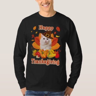Happy Thanksgiving Turkish Angora Cat I'm Thankful T-Shirt