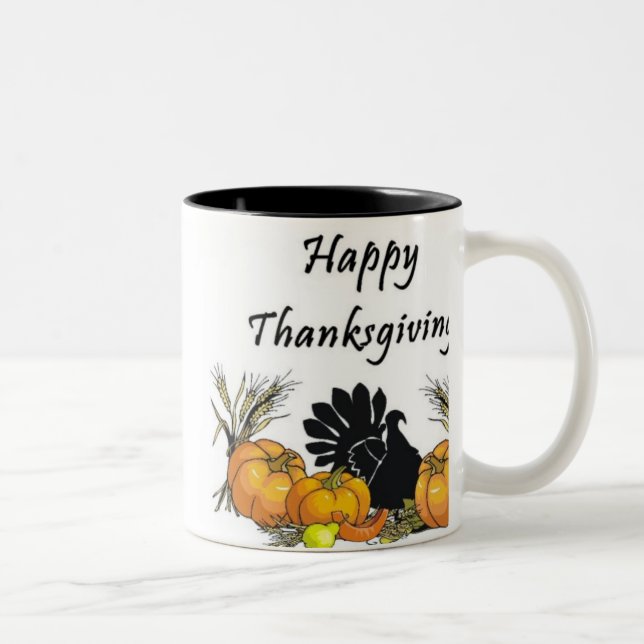 Happy Thanksgiving Two-Tone Coffee Mug (Right)