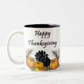 Happy Thanksgiving Two-Tone Coffee Mug (Left)