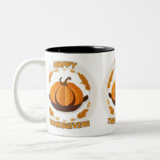 happy thanksgiving Two-Tone coffee mug