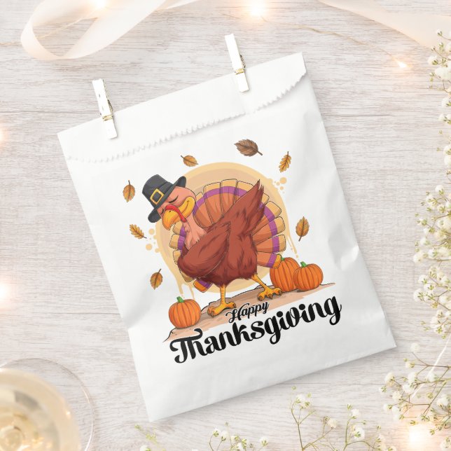Happy Thanksgiving Typography Favor Bags (Clipped)