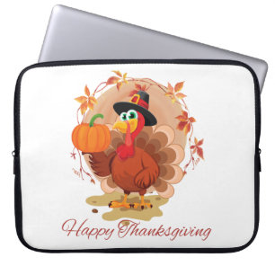 Happy Thanksgiving Typography Laptop Sleeve
