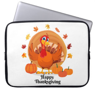Happy Thanksgiving Typography Laptop Sleeve