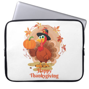 Happy Thanksgiving Typography Laptop Sleeve