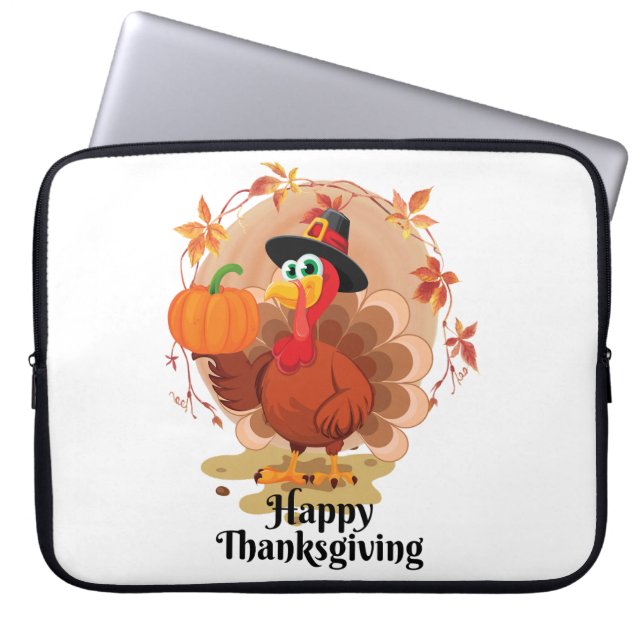 Happy Thanksgiving Typography  Laptop Sleeve (Front)