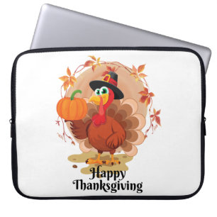 Happy Thanksgiving Typography Laptop Sleeve