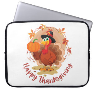 Happy Thanksgiving Typography Laptop Sleeve