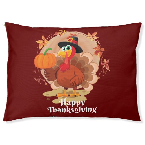 Happy Thanksgiving Typography Pet Bed