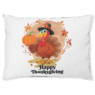 Happy Thanksgiving Typography Pet Bed