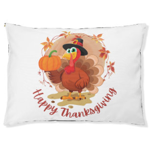 Happy Thanksgiving Typography Pet Bed