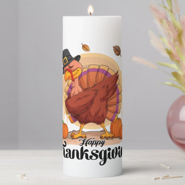 Happy Thanksgiving Typography Pillar Candle (In Situ)