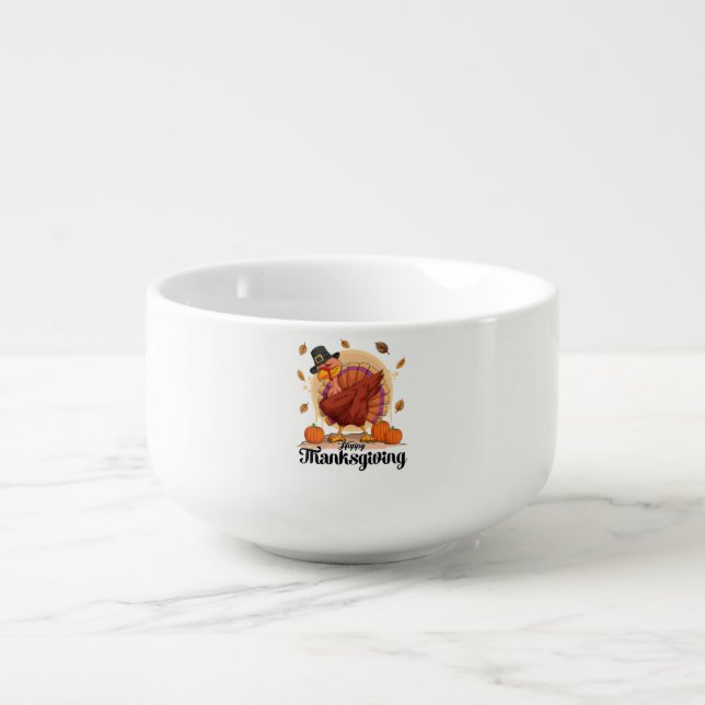 Happy Thanksgiving Typography Soup Mug (Front)