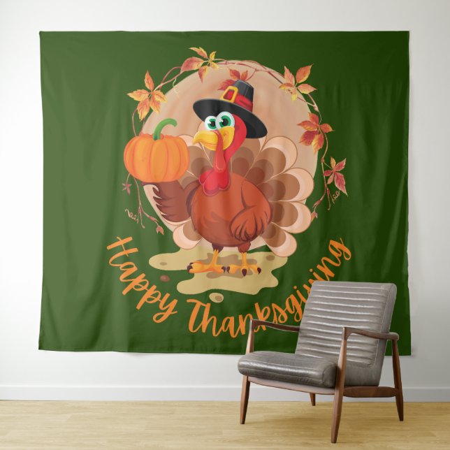 Happy Thanksgiving Typography Tapestry (In Situ (Horizontal))