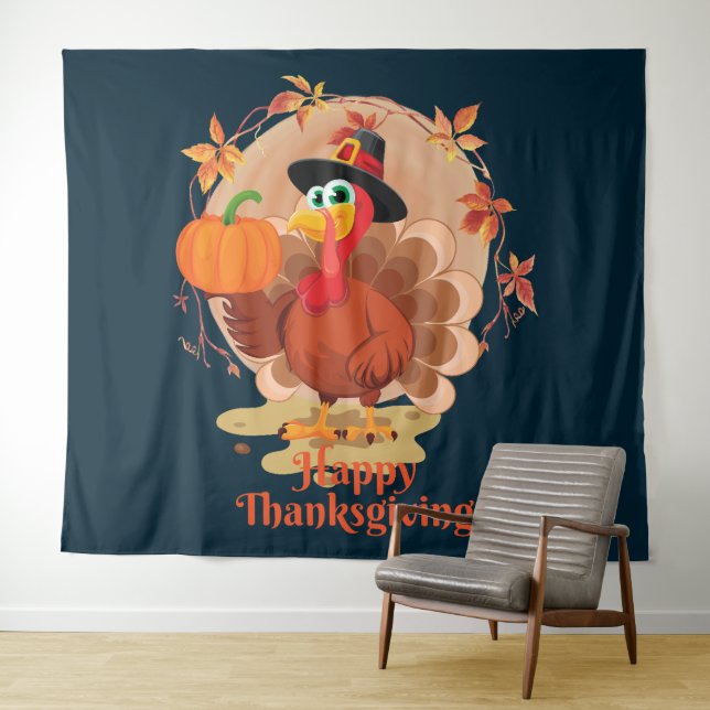 Happy Thanksgiving Typography Tapestry (In Situ (Horizontal))