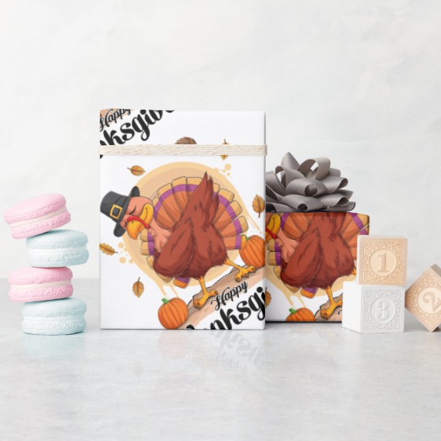 Happy Thanksgiving Typography Wrapping Paper (Baby Shower)