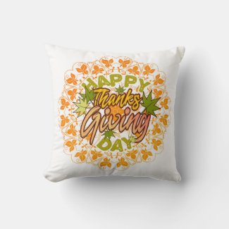 Happy Thanksgiving typographymandala THROW PILLOW