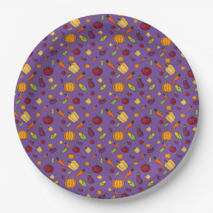 Happy thanksgiving  vegetables pattern lavender paper plates