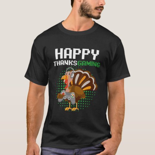 Happy Thanksgiving Video Game Controller Boy Pilgr T_Shirt