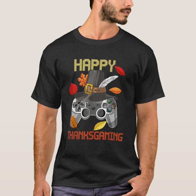 Happy Thanksgiving Video Game Controller Pilgrim B T-Shirt (Front)