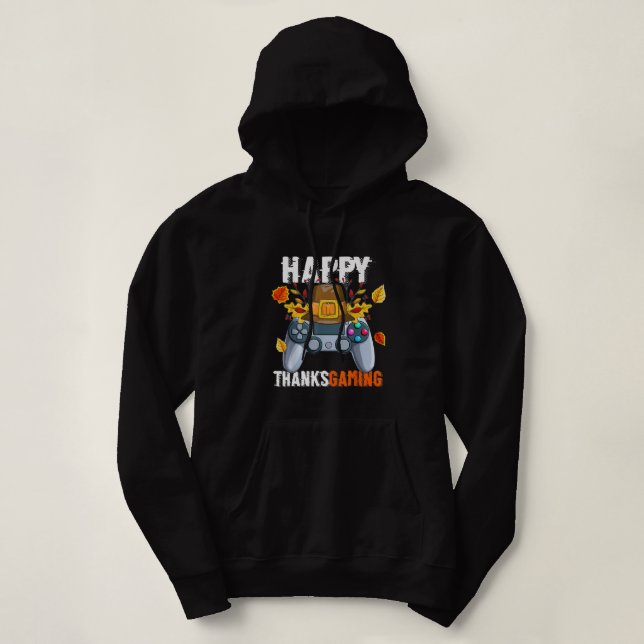 Happy Thanksgiving Video Game Controller Pilgrim C Hoodie (Design Front)