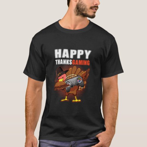 Happy Thanksgiving Video Game Dabbing Turkey Pilgr T_Shirt