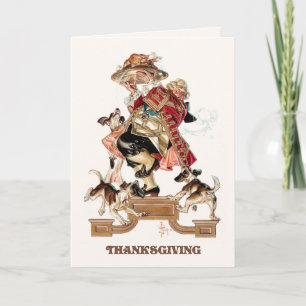 Happy Thanksgiving. Vintage Art Humorous Holiday Card