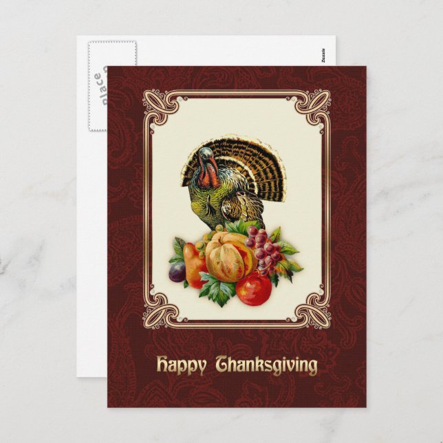 Happy Thanksgiving. Vintage Design Postcards (Front/Back)