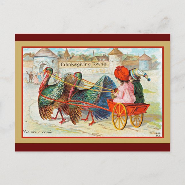 Happy Thanksgiving vintage illustration Postcard (Front)