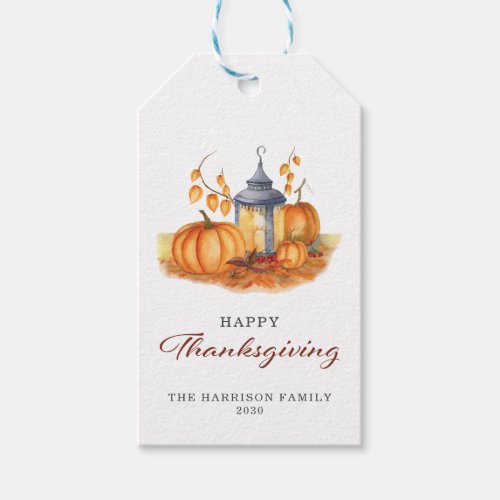 Happy Thanksgiving Vintage Pumpkin  Gift Tags