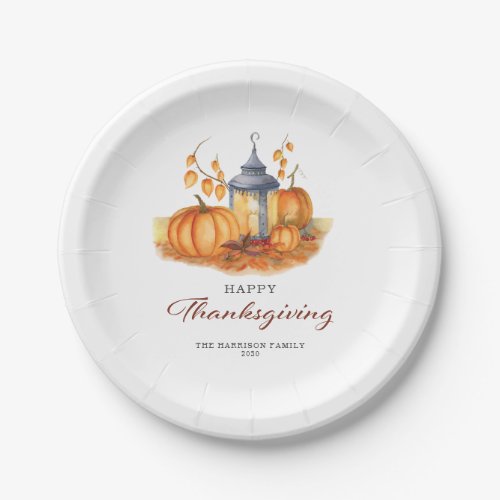 Happy Thanksgiving Vintage Pumpkin  Paper Plates